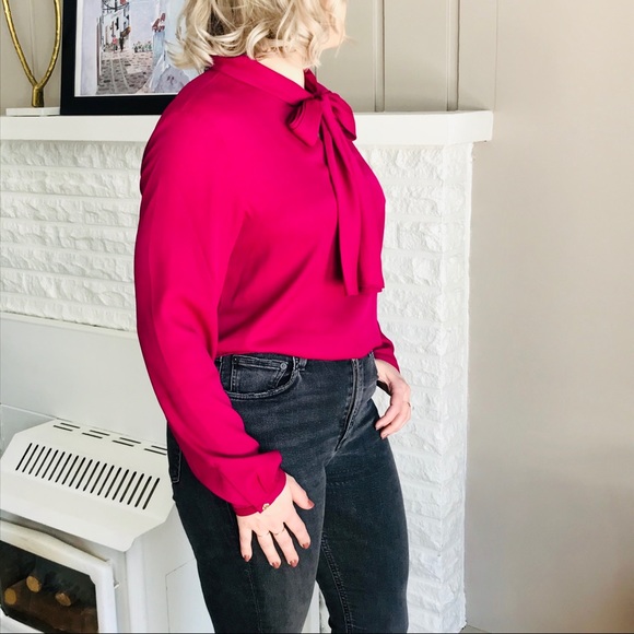 Anne Klein Tops - 👄Fuchsia Anne Klein Bow Blouse